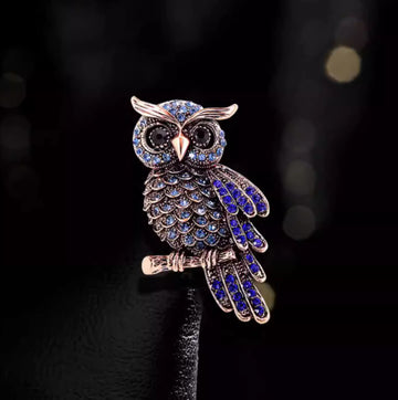 XSB157 - Blue Owl Gem Saree Brooch